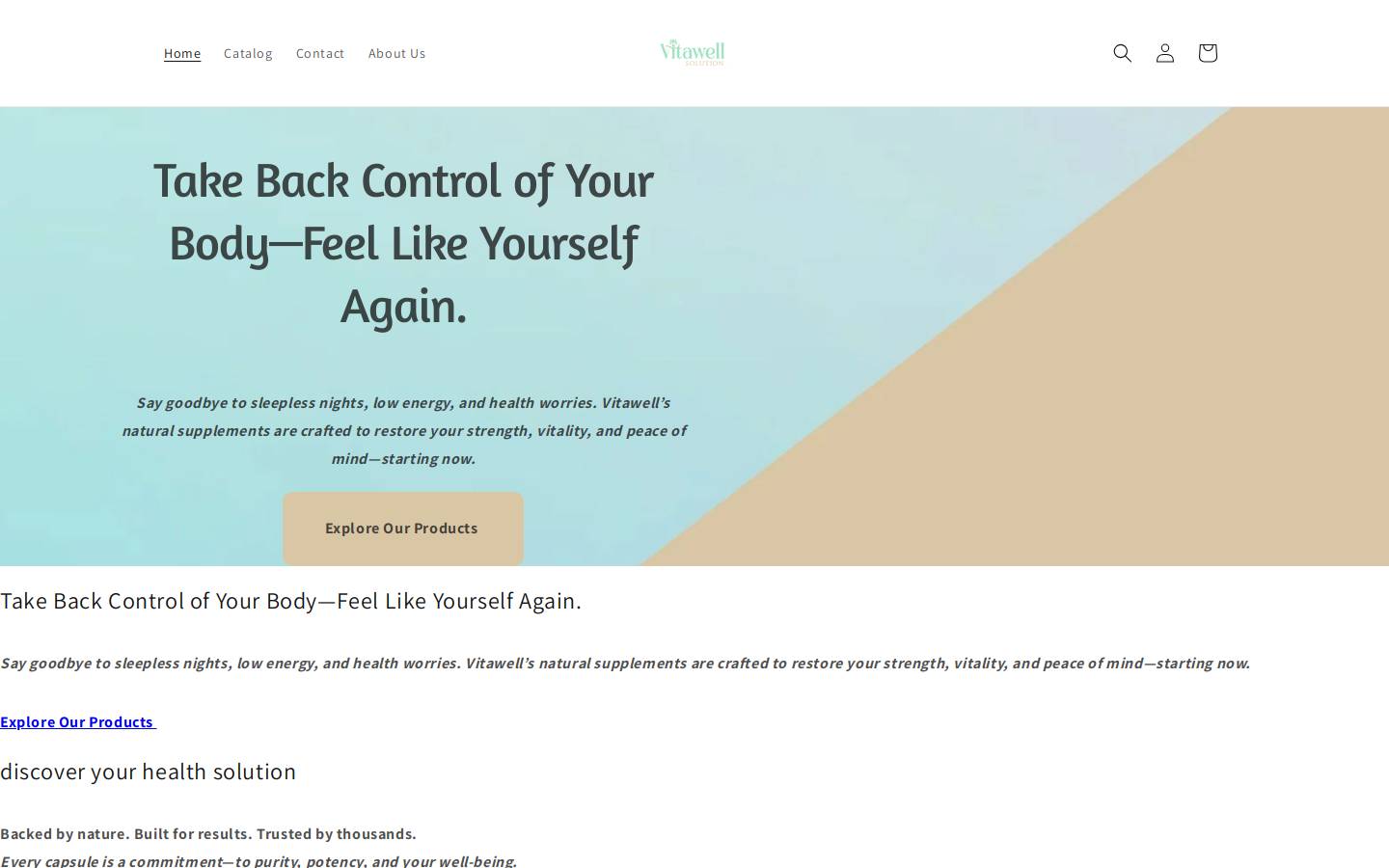 vitawellsolution.com homepage screenshot