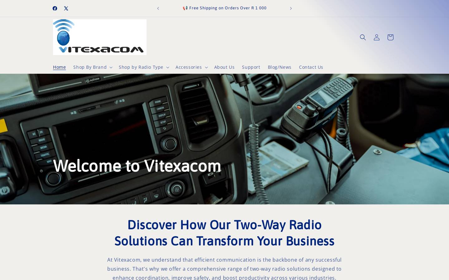 Vitexacom (Pty) LTD. homepage screenshot