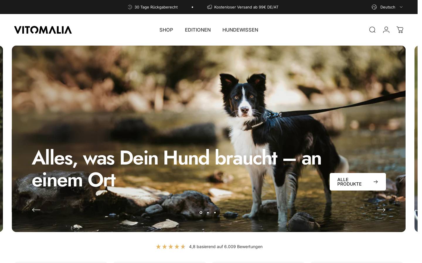 Vitomalia® - Exklusiver Hundeshop homepage screenshot