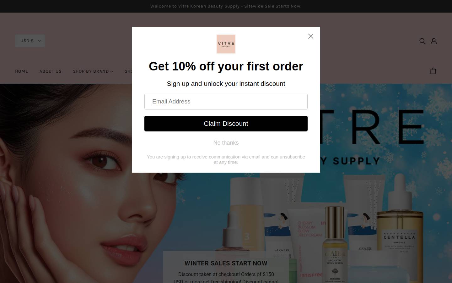 vitrebeautysupply.com homepage screenshot