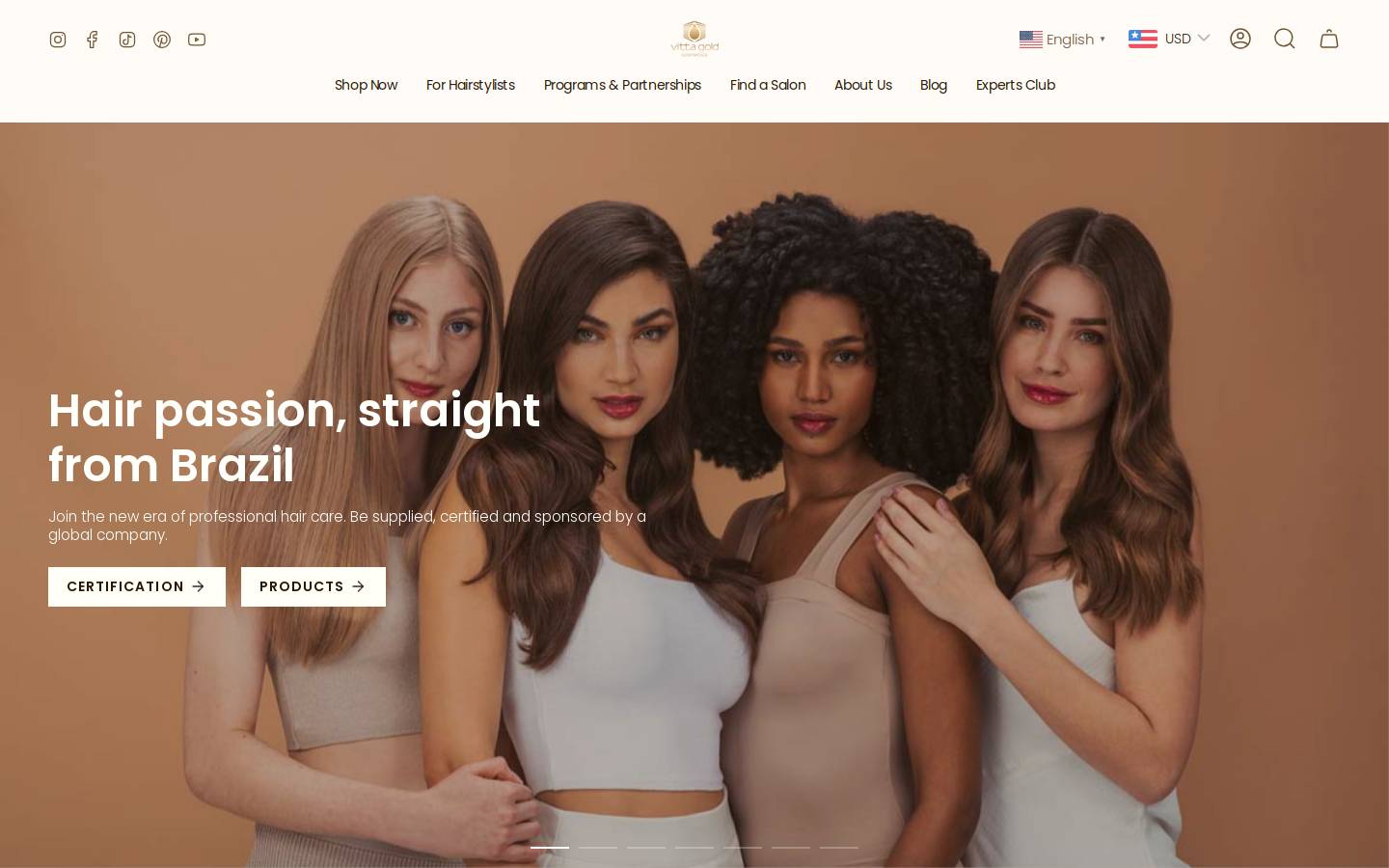 Vitta Gold Cosmetics homepage screenshot