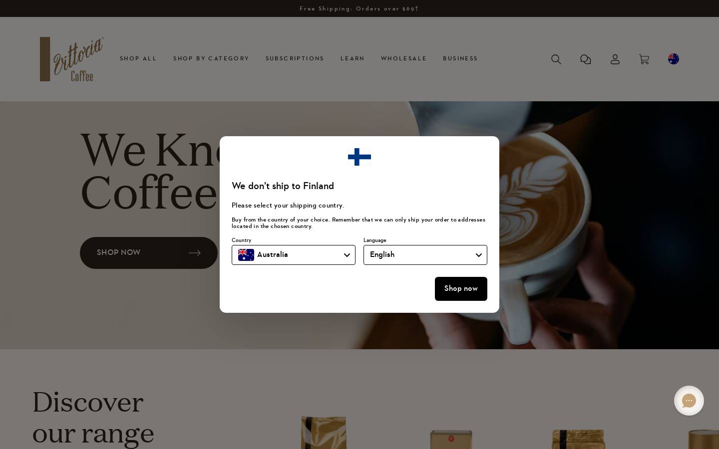 vittoriacoffee.com homepage screenshot