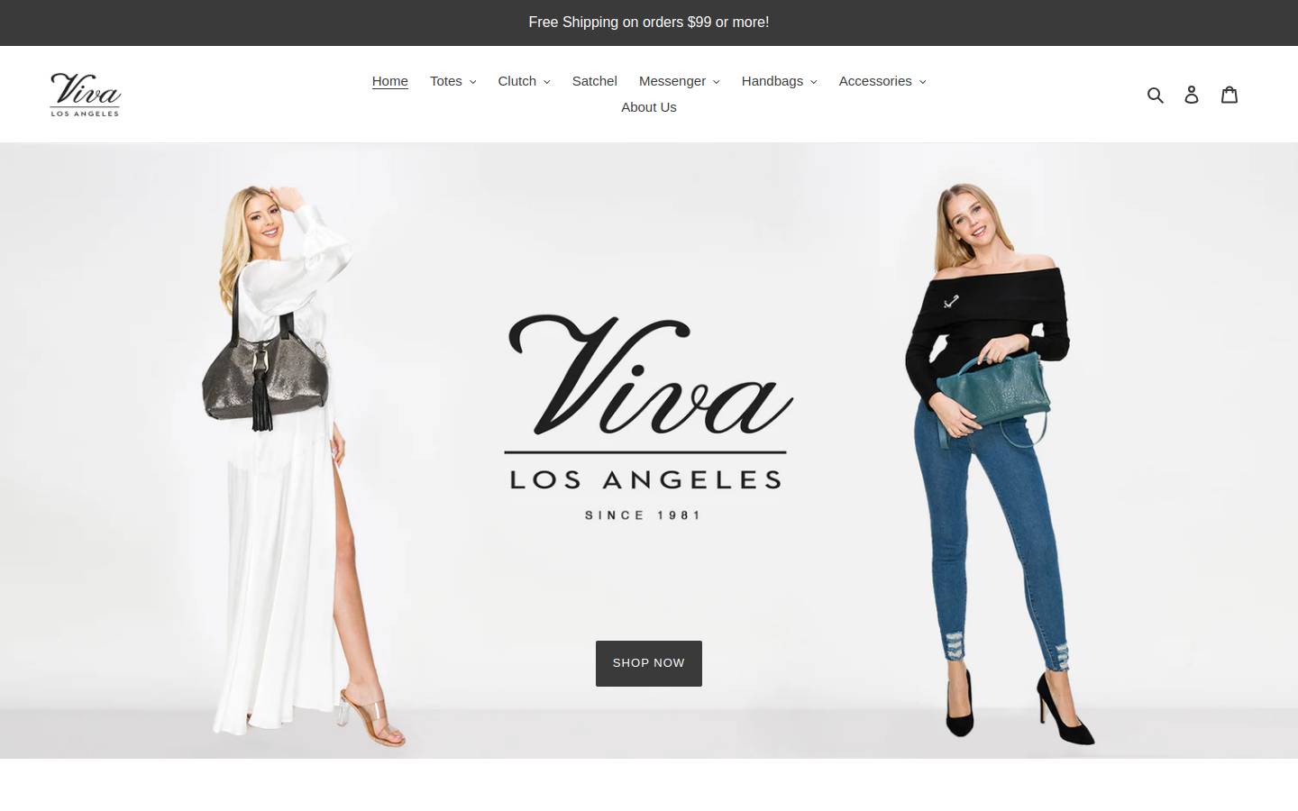 vivabagsofcalifornia.com homepage screenshot