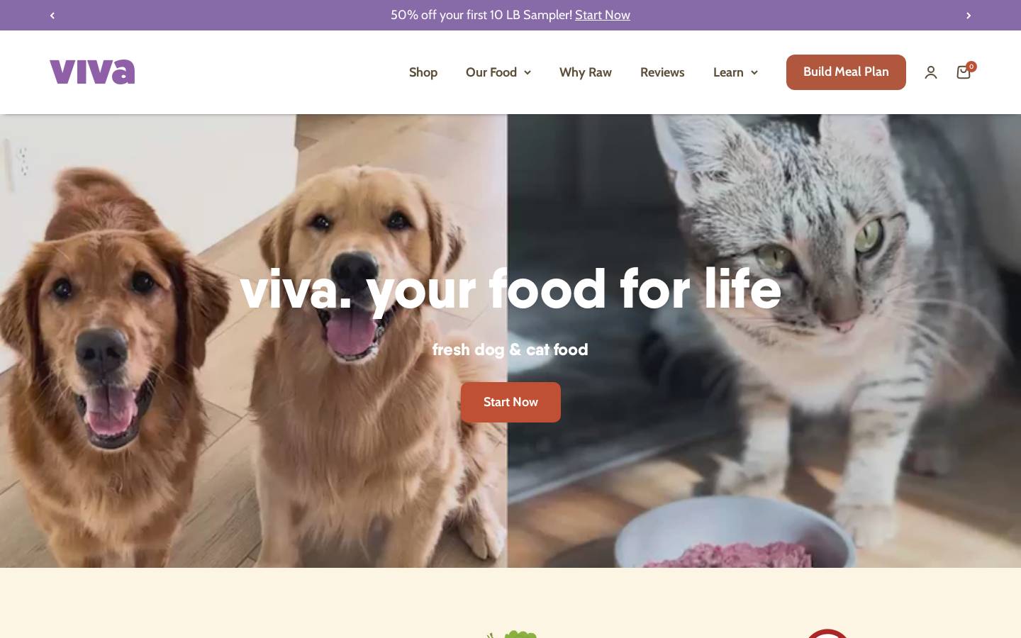 Vivaraw homepage screenshot