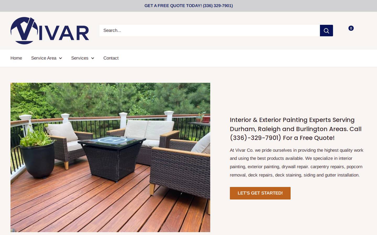 vivarco.com homepage screenshot