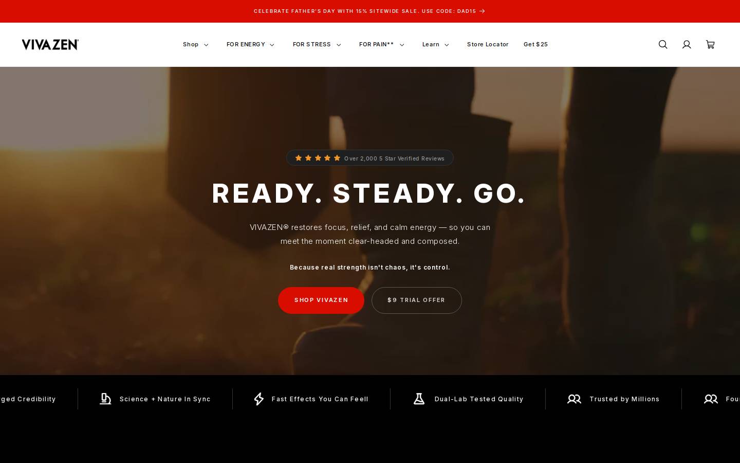 vivazen.com homepage screenshot