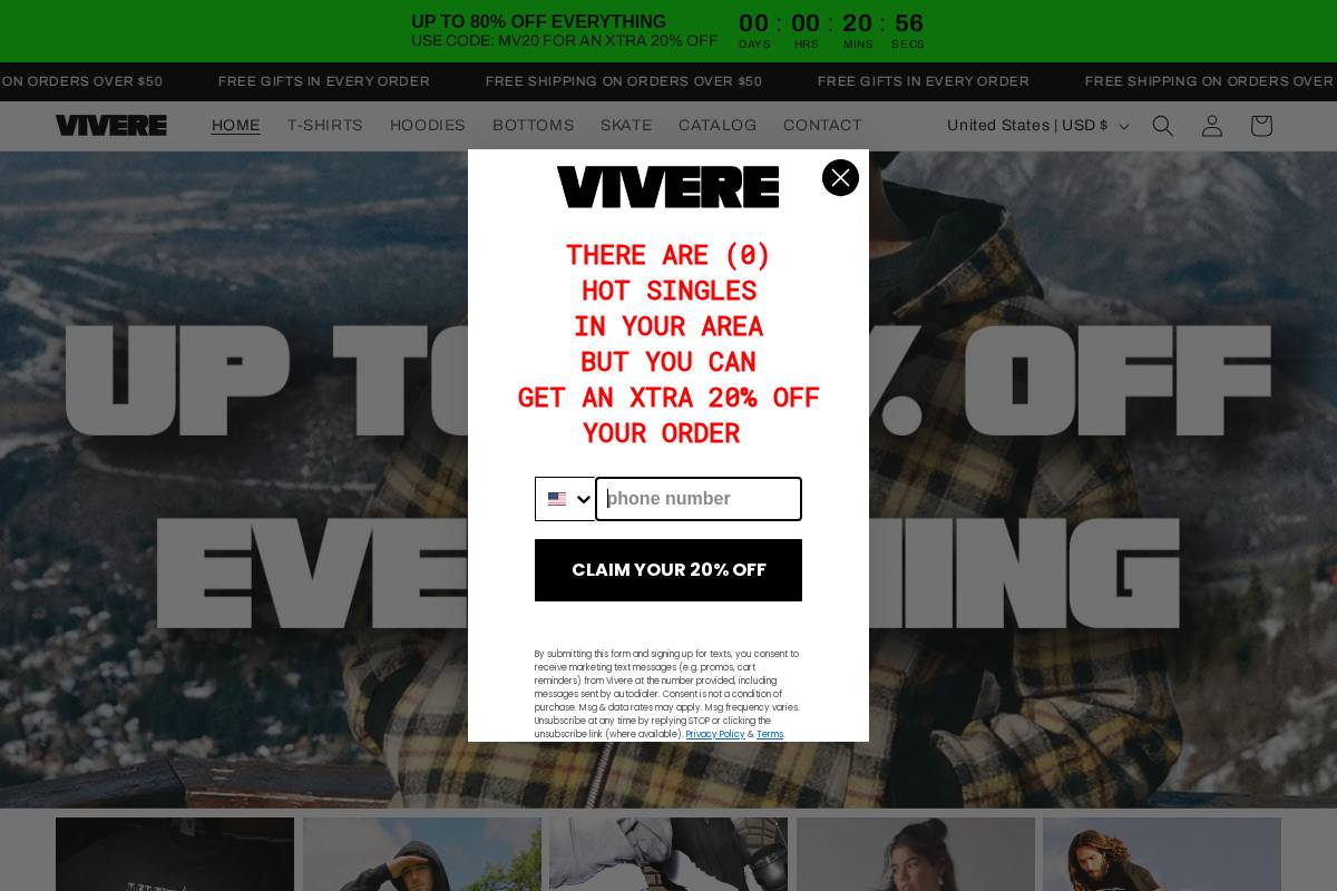 Vivere homepage screenshot