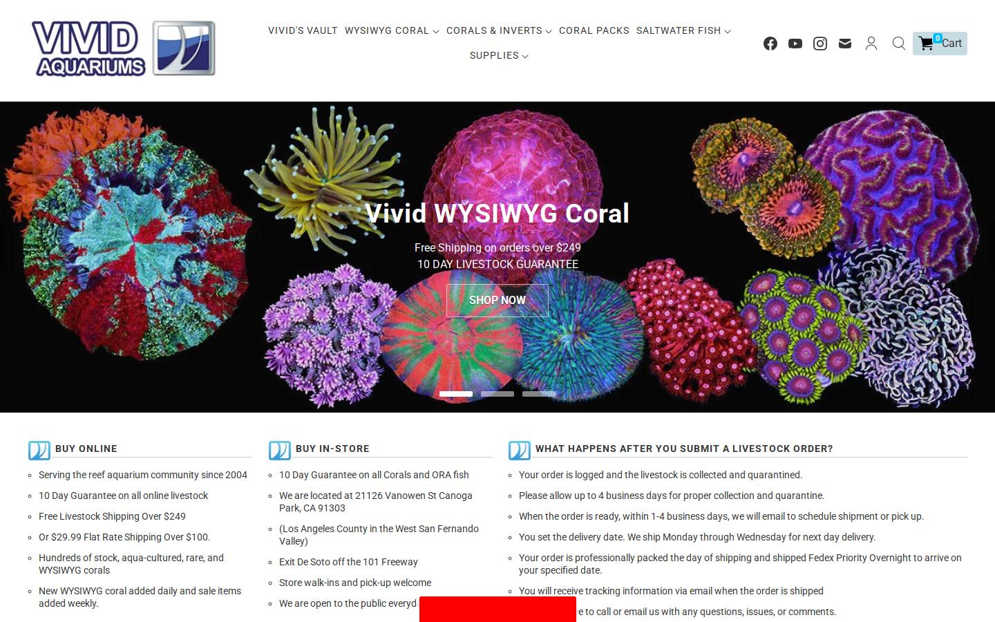 vividaquariums.com homepage screenshot