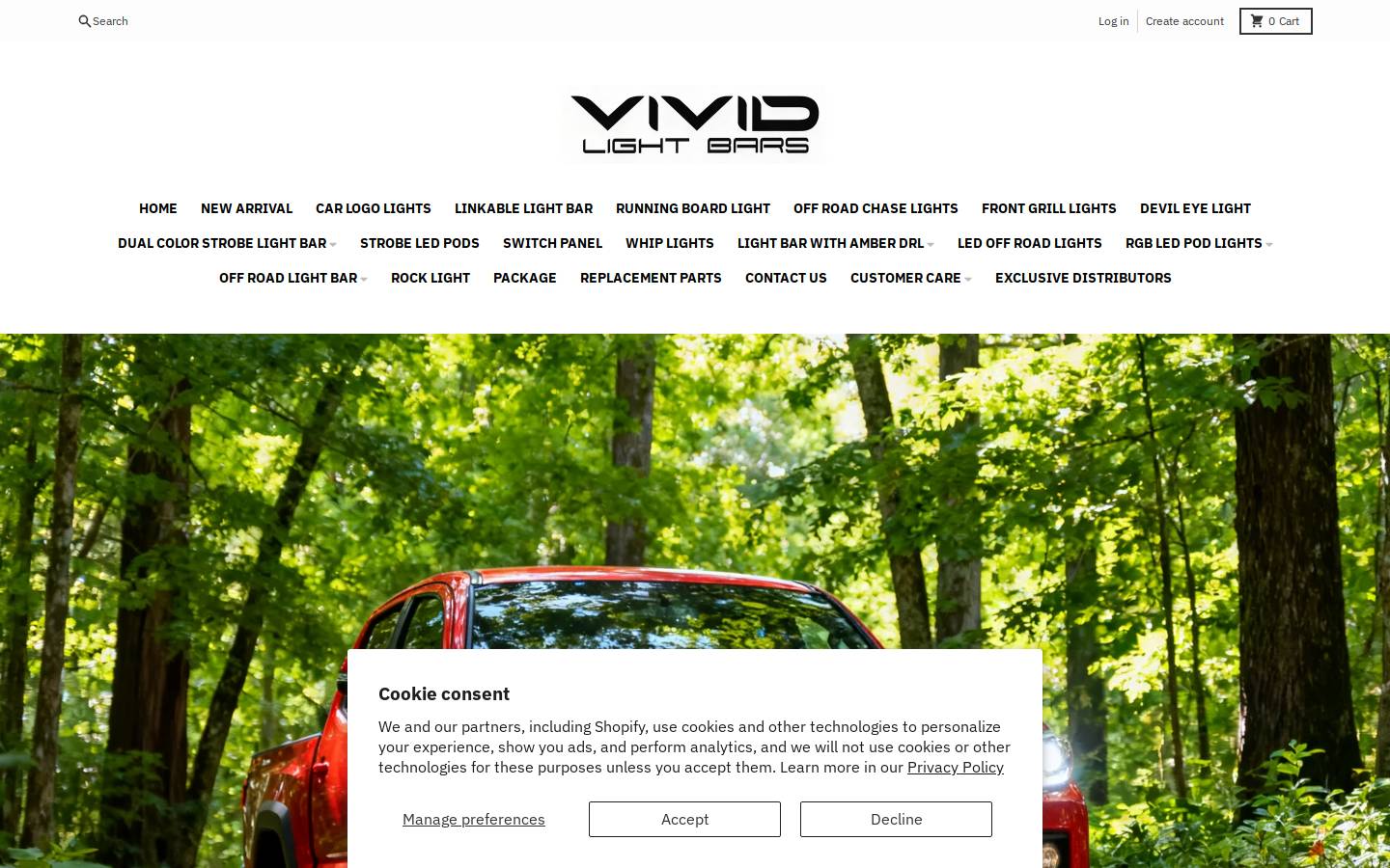 Vivid Light Bars homepage screenshot