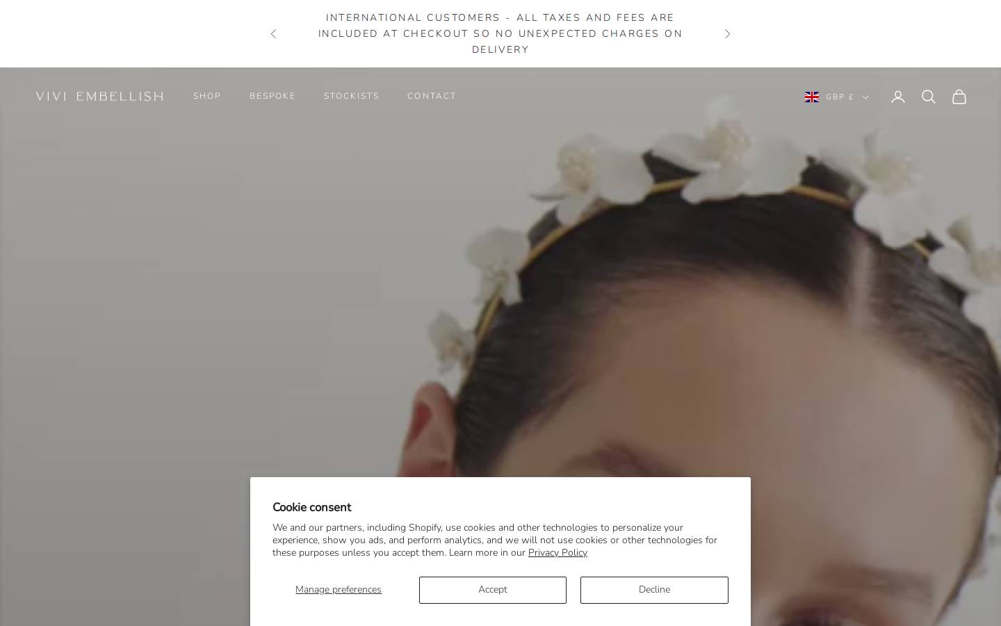 viviembellish.com homepage screenshot