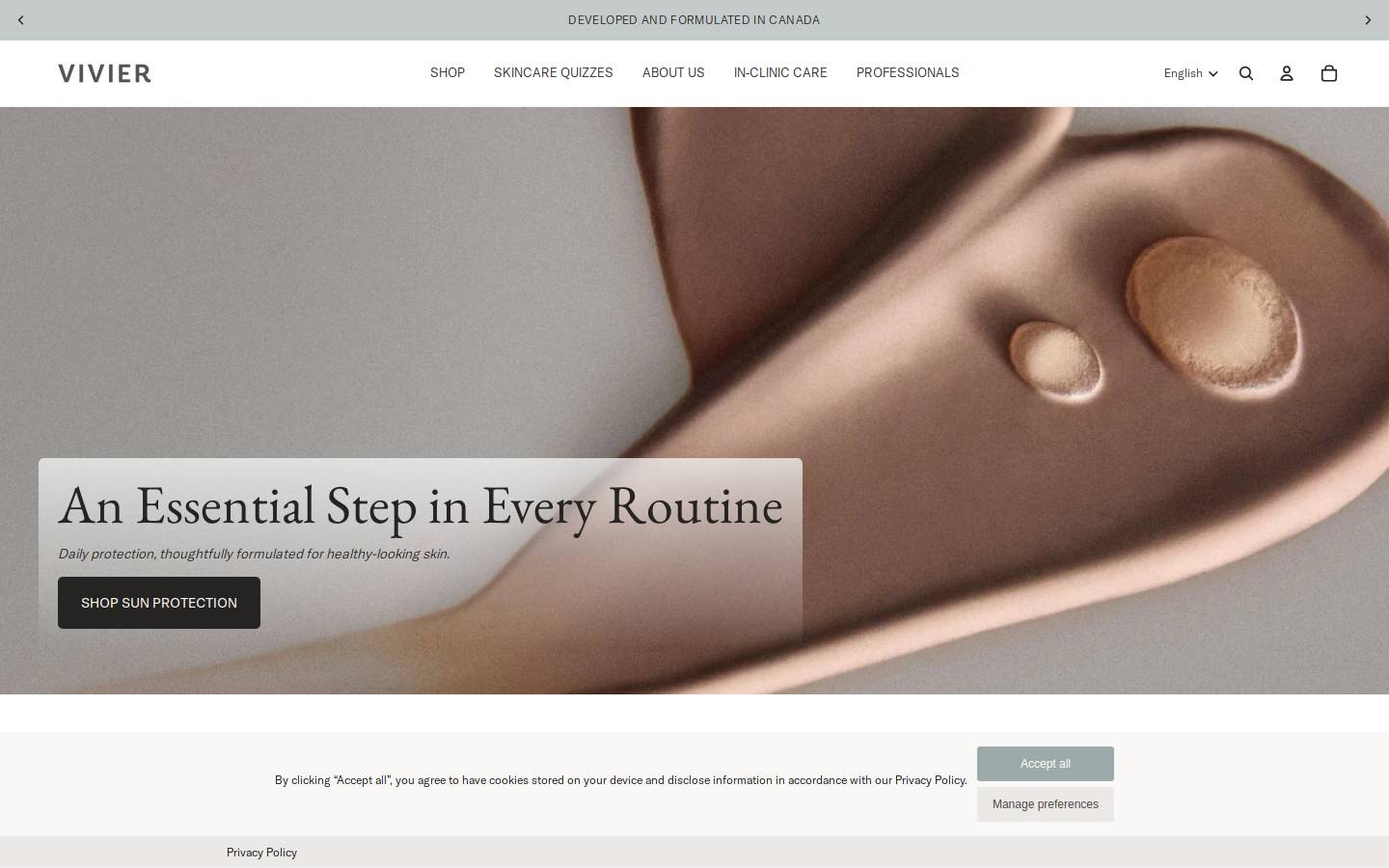 vivierskin.ca homepage screenshot