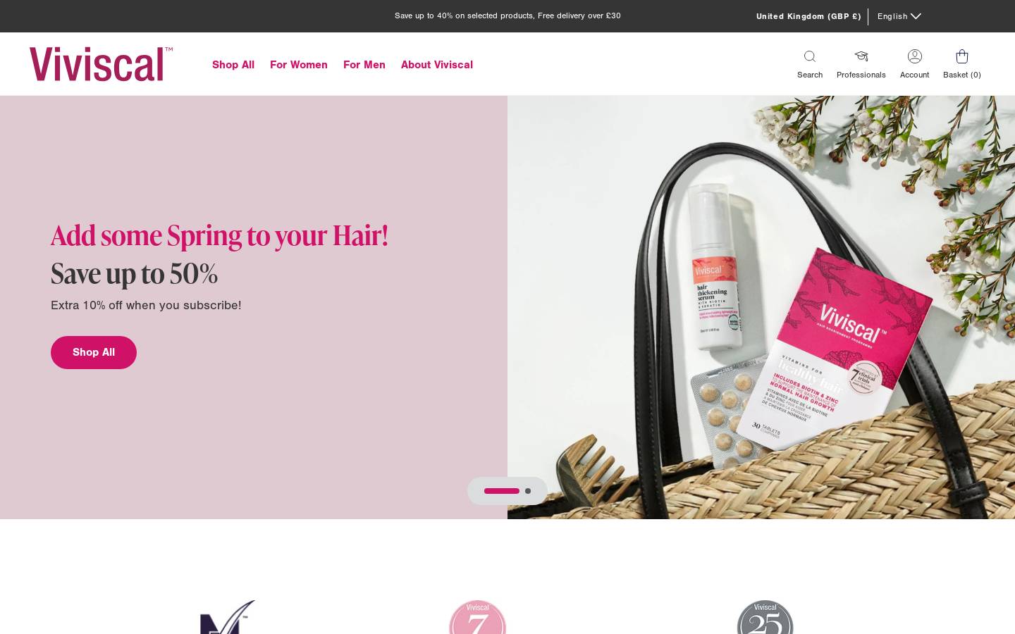 Viviscal UK  homepage screenshot