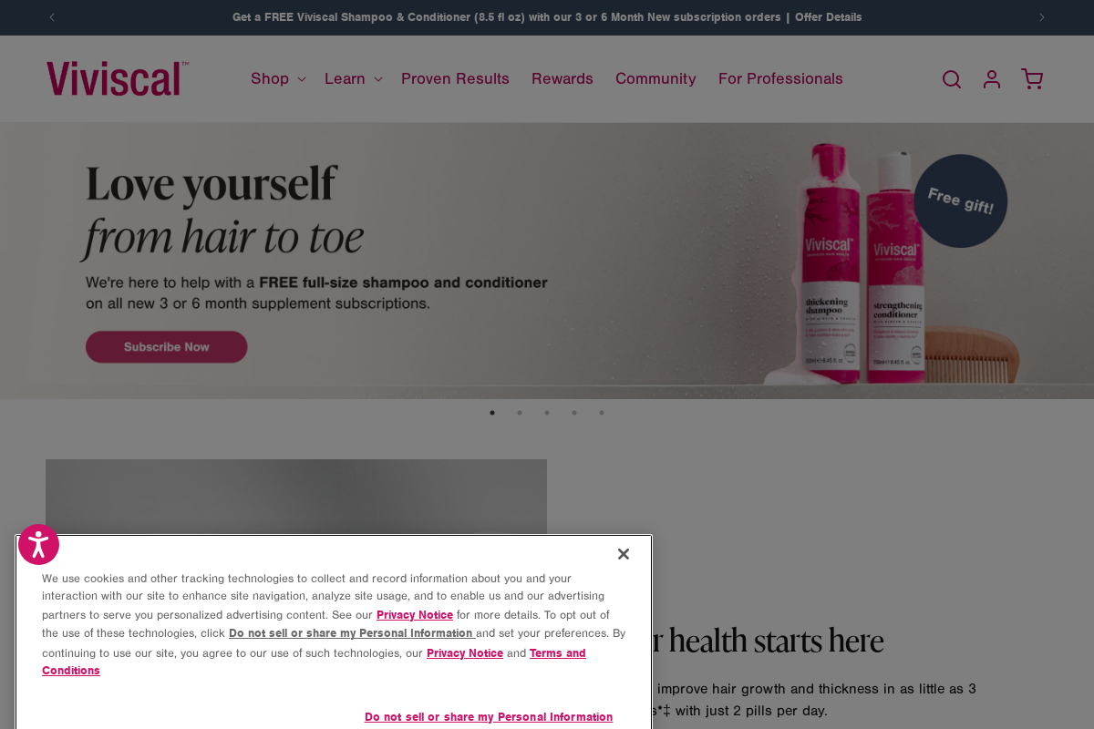 Viviscal Hair Growth Program homepage screenshot