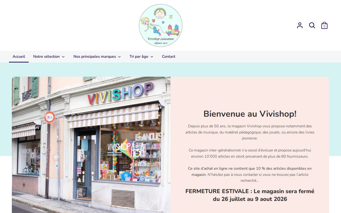 vivishop.ch homepage screenshot