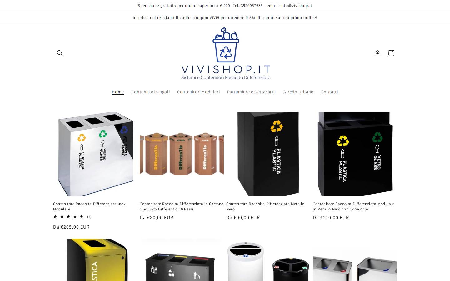 Vivishop homepage screenshot