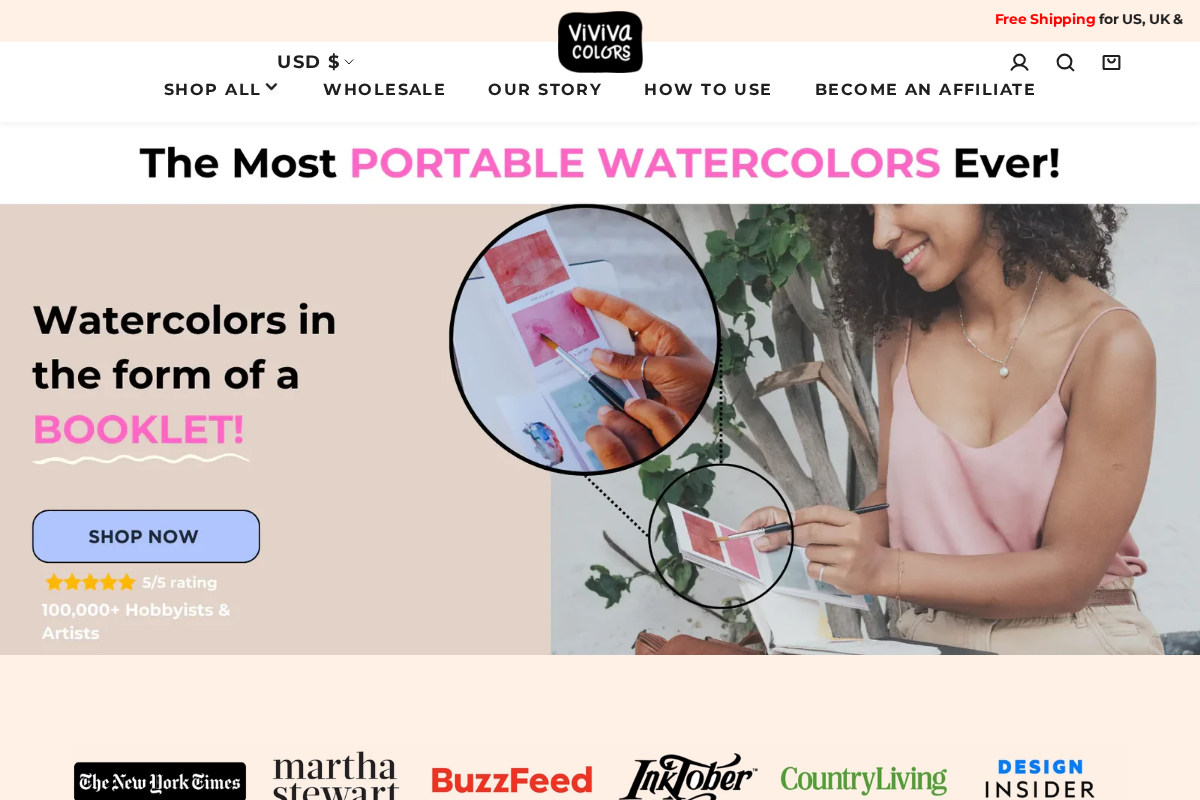 Viviva Colorsheets homepage screenshot