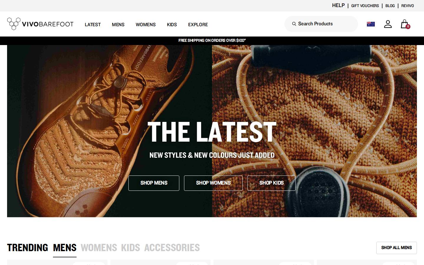 vivobarefoot.com.au homepage screenshot