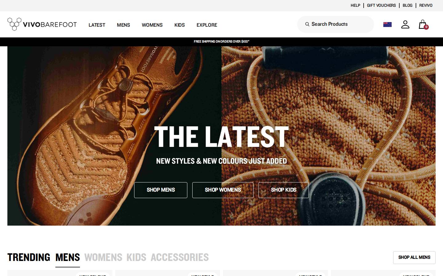 Vivobarefoot homepage screenshot