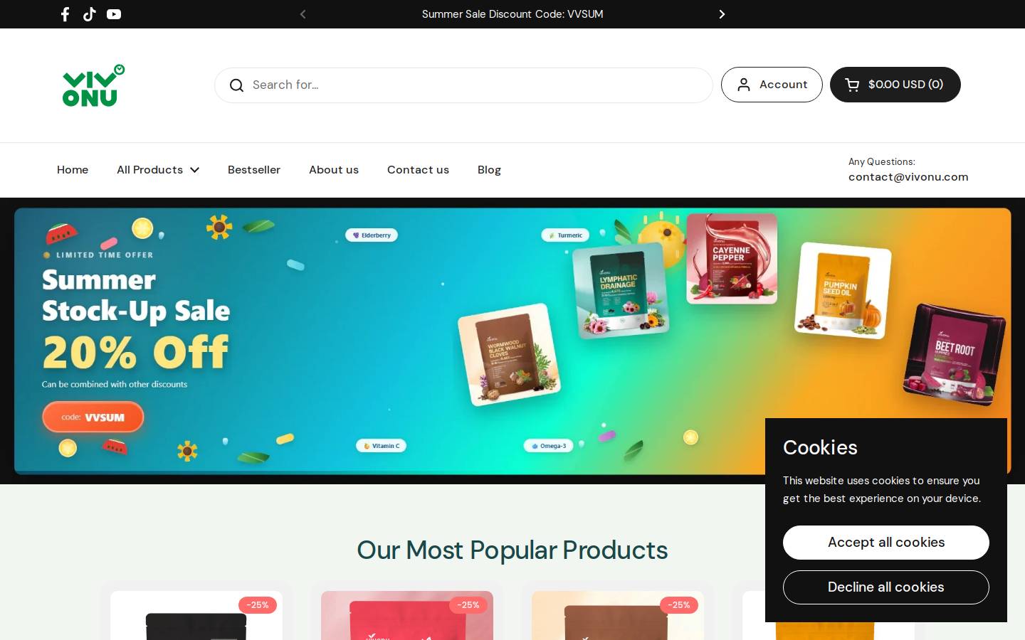 Vivonu homepage screenshot