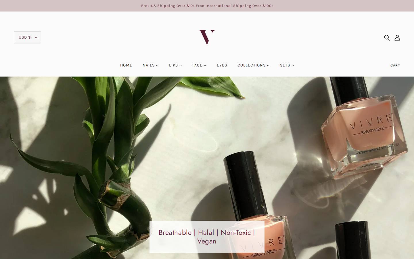 vivrecosmetics.com homepage screenshot