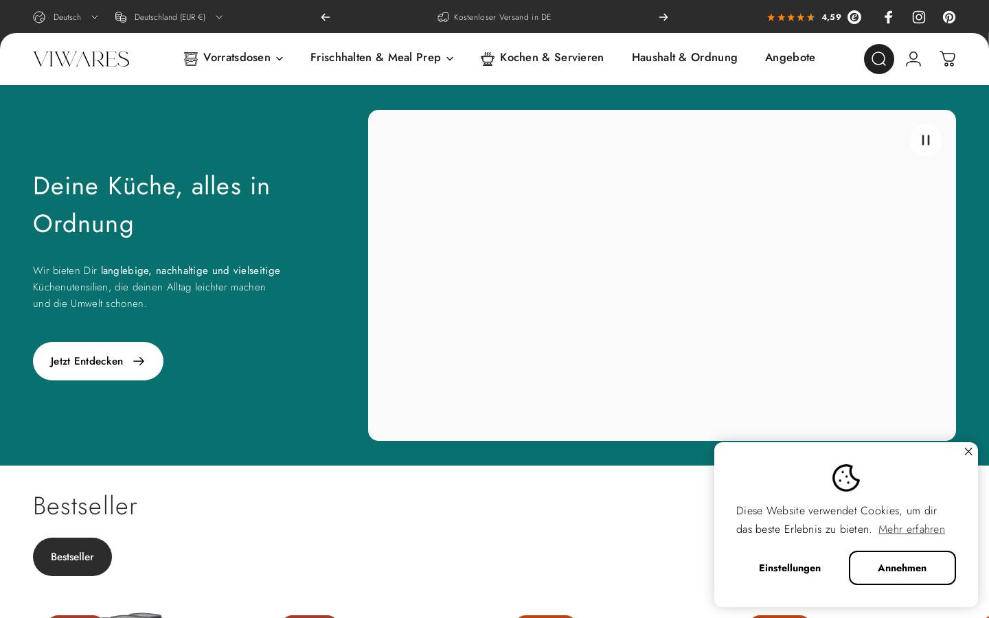 Viwares homepage screenshot