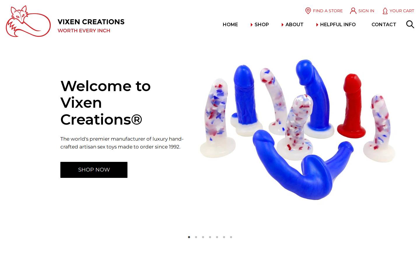 vixencreations.com homepage screenshot