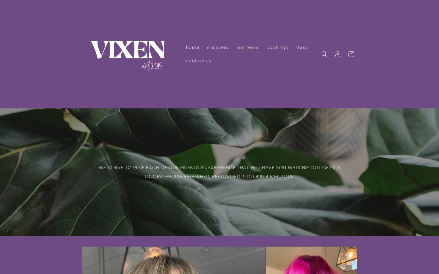 vixenhairdesign.com.au homepage screenshot