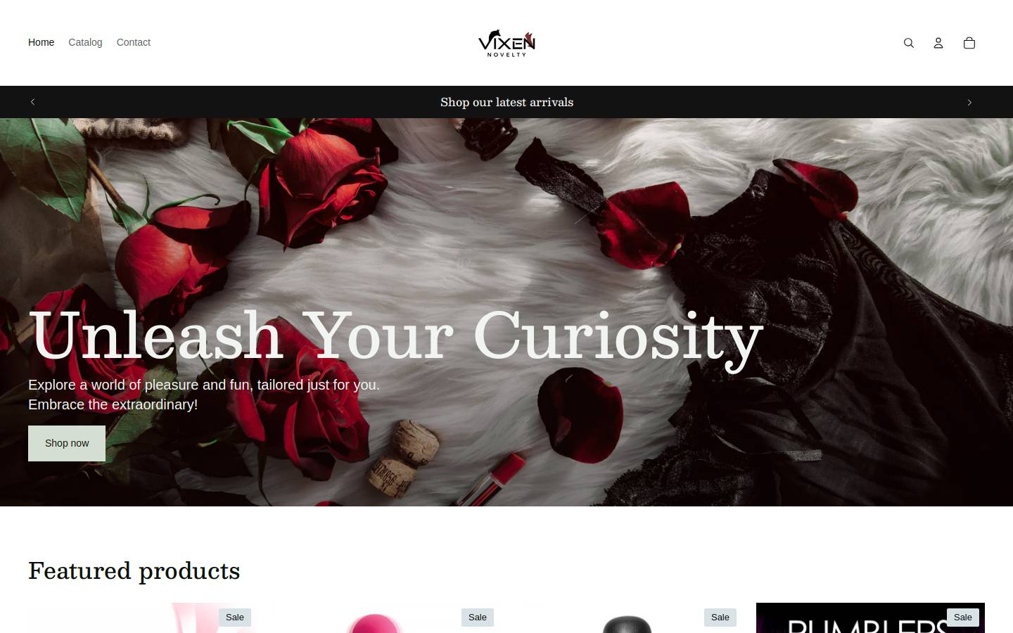 vixennovelty.com homepage screenshot