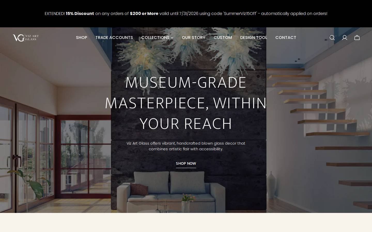 vizartglass.com homepage screenshot