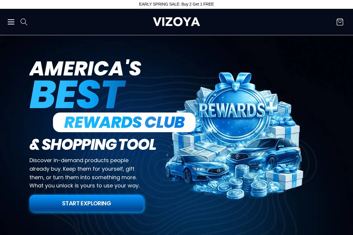 vizoyarewards.com homepage screenshot
