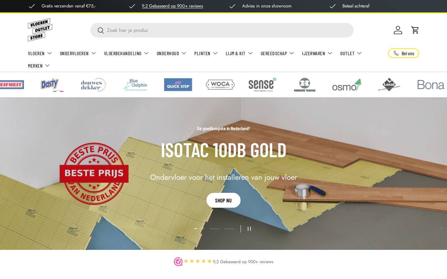 Vloerenoutletstore homepage screenshot
