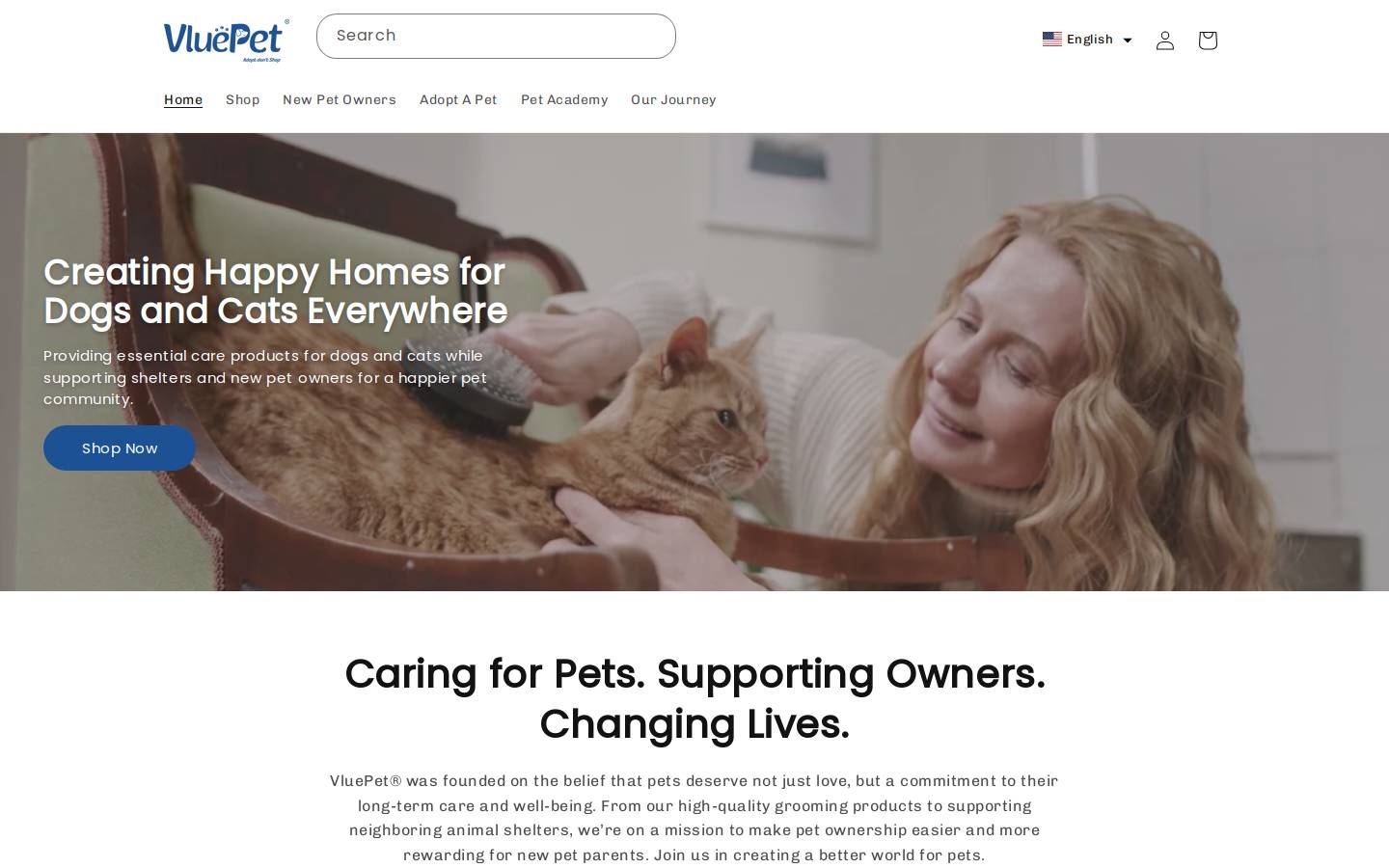 vluepet.com homepage screenshot