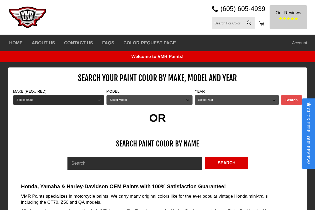 vmrpaints.com homepage screenshot