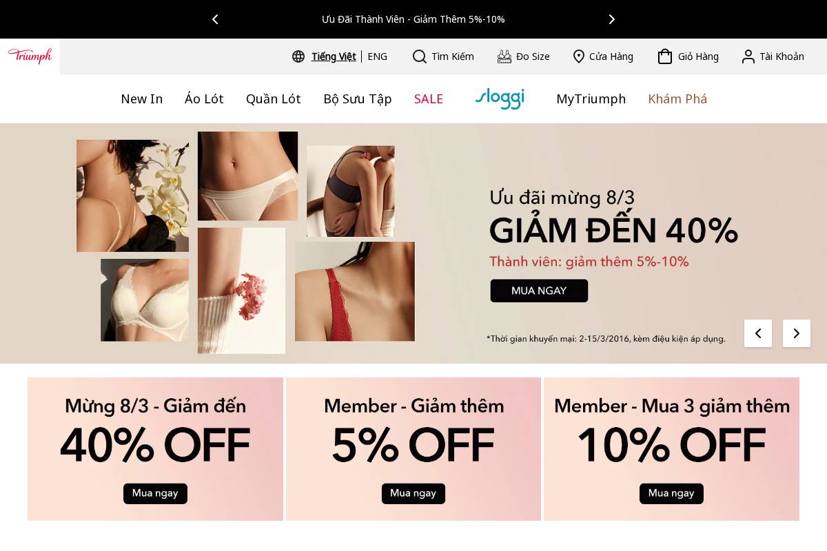 vn.triumph.com homepage screenshot