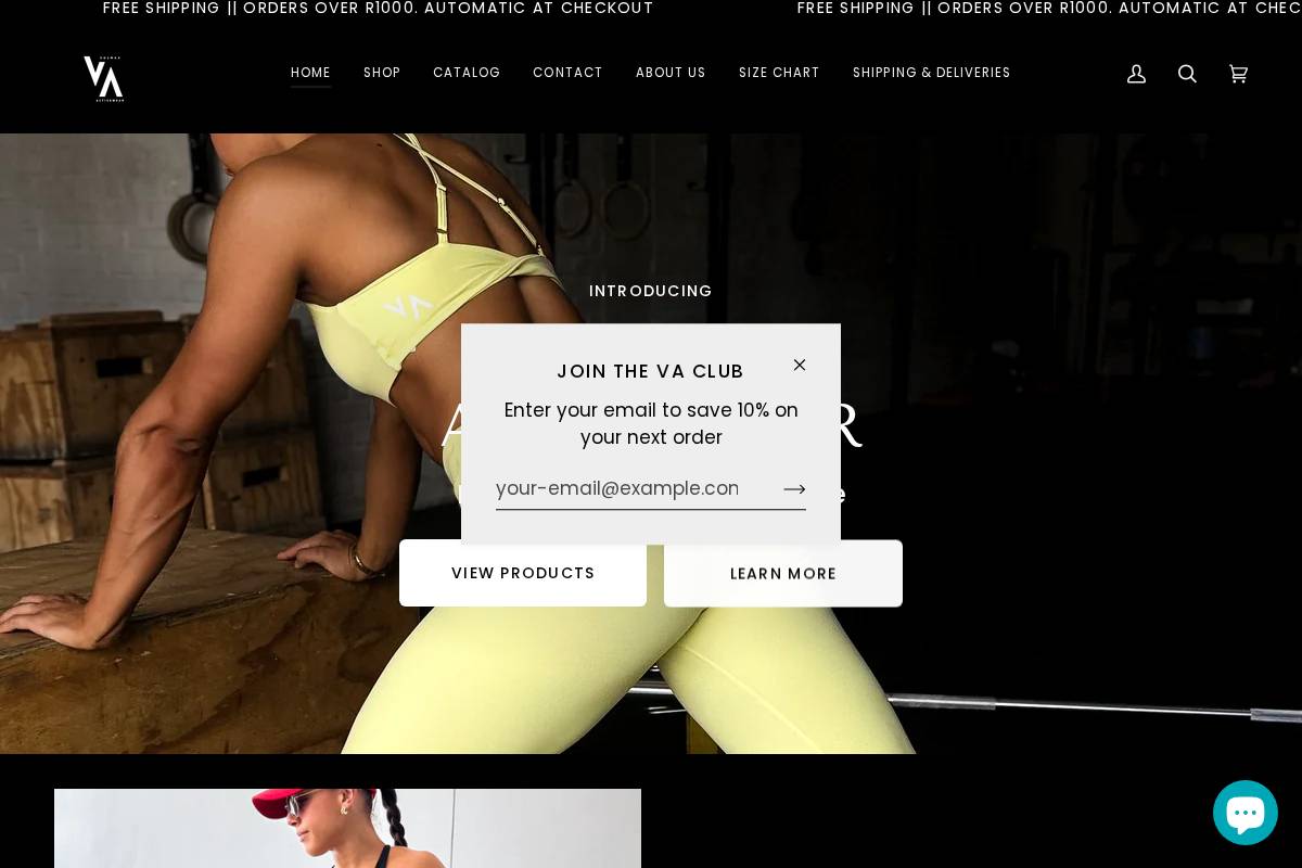 vo2maxactivewear.com homepage screenshot