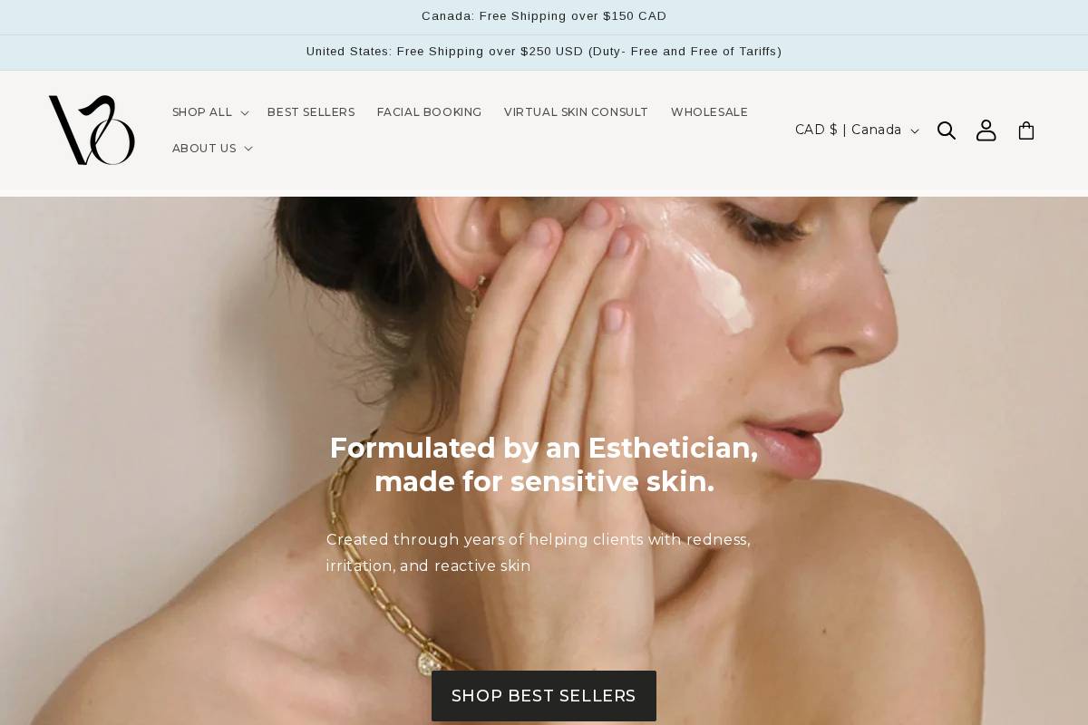 vobeautyco.com homepage screenshot