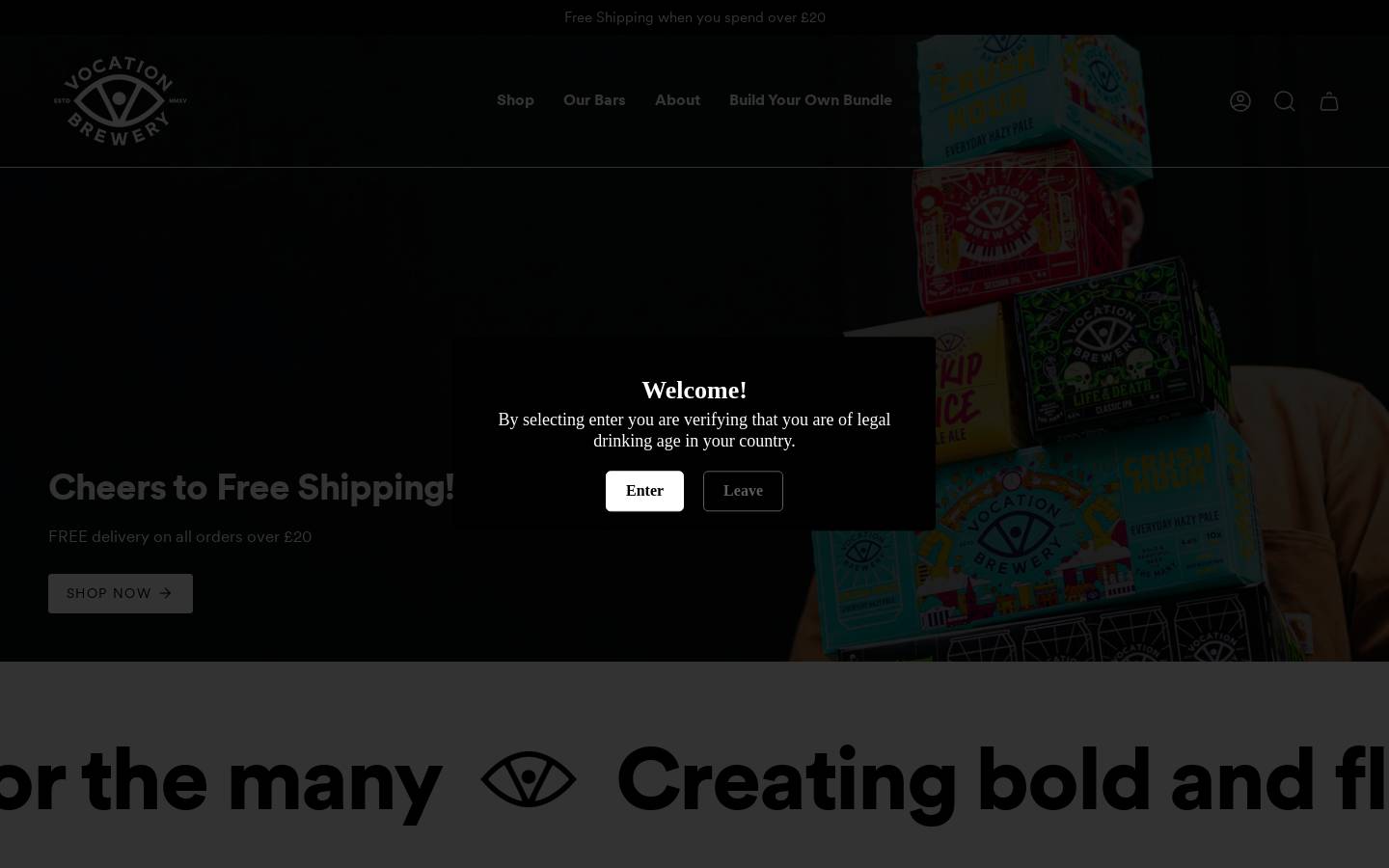 Vocation Brewery homepage screenshot