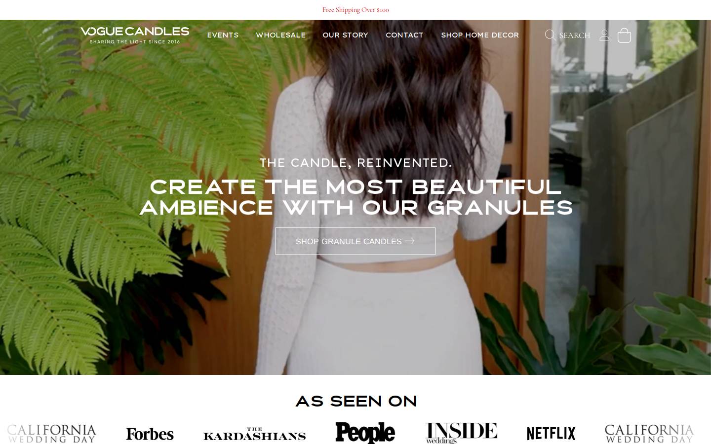 voguecandles.com homepage screenshot
