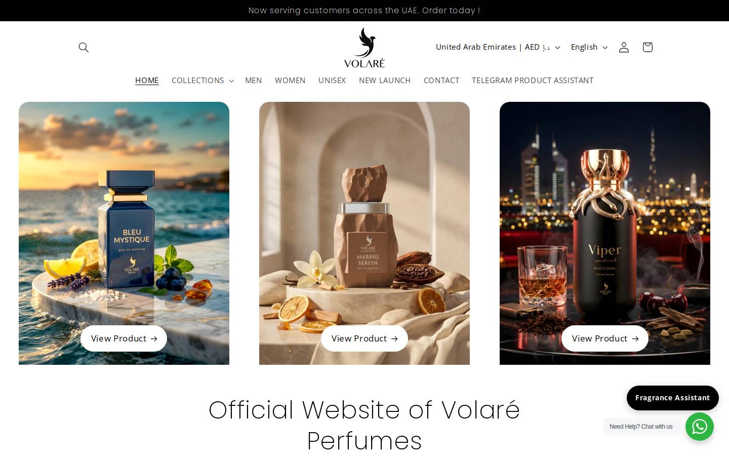 volareperfumes.com homepage screenshot