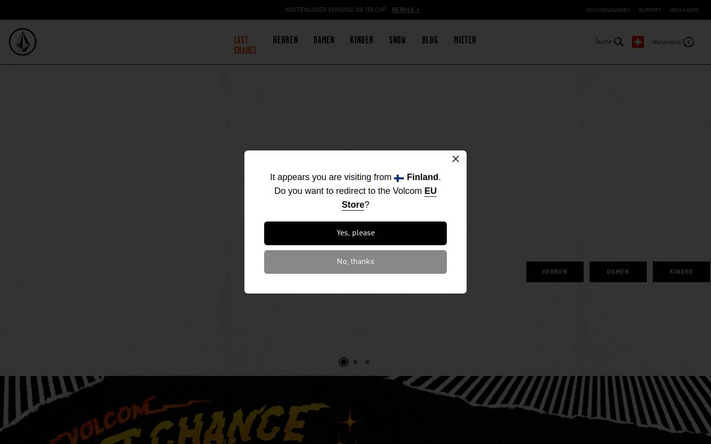 Volcom homepage screenshot