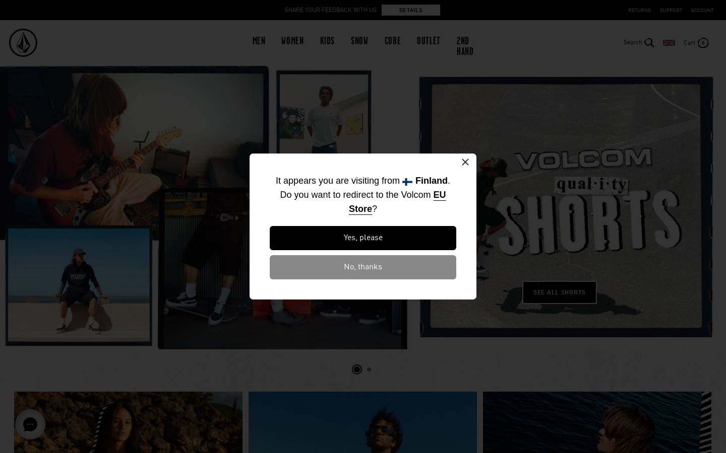 Volcom homepage screenshot