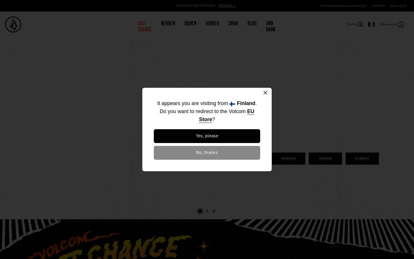 Volcom homepage screenshot