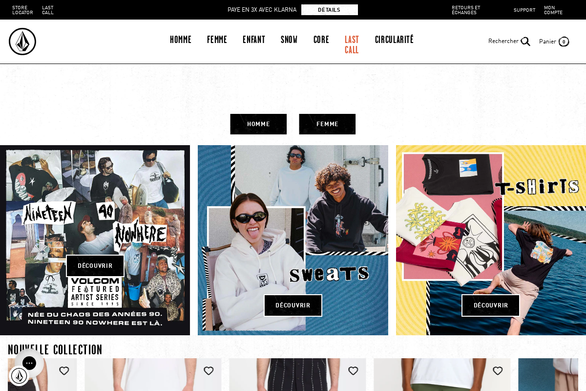 Volcom homepage screenshot