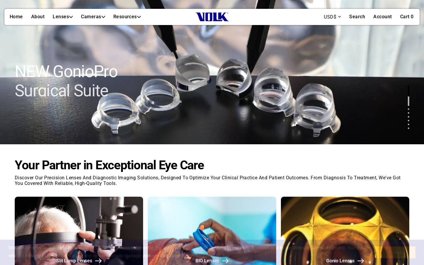 Volk Optical homepage screenshot