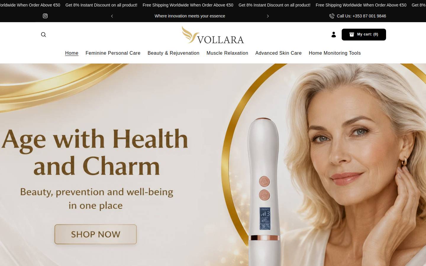 vollara.shop homepage screenshot