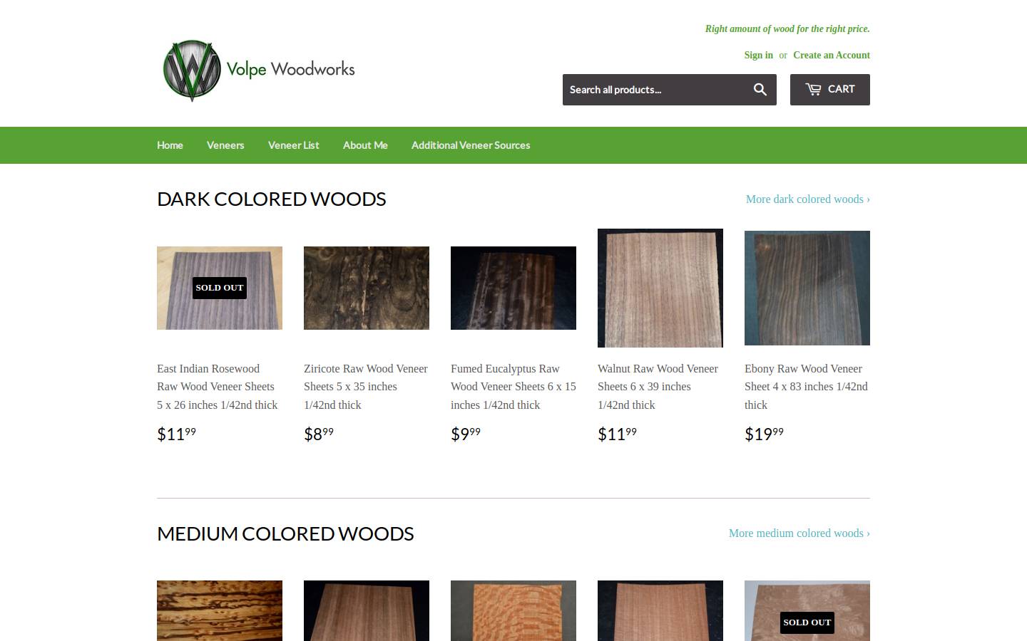 volpewoodworks.com homepage screenshot