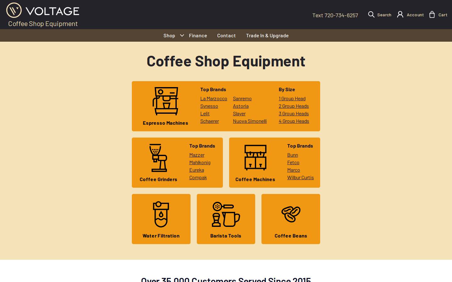 Voltage Coffee Supply homepage screenshot