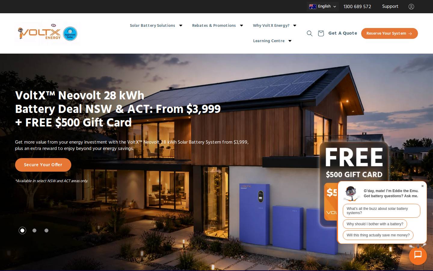 VoltX Energy homepage screenshot