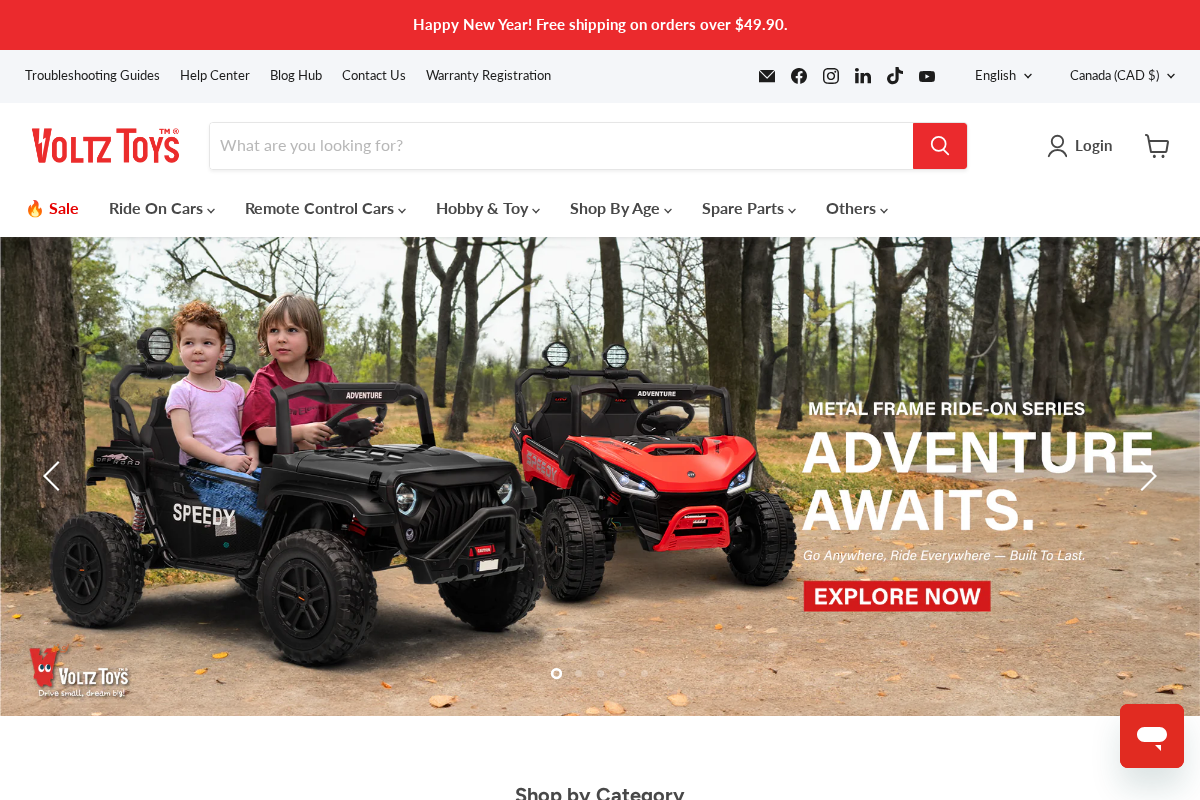 Voltz Toys homepage screenshot