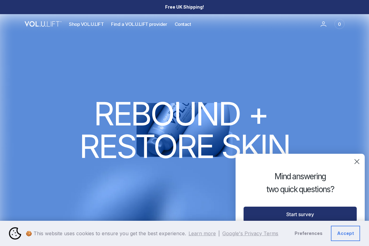VOL.U.LIFT UK homepage screenshot